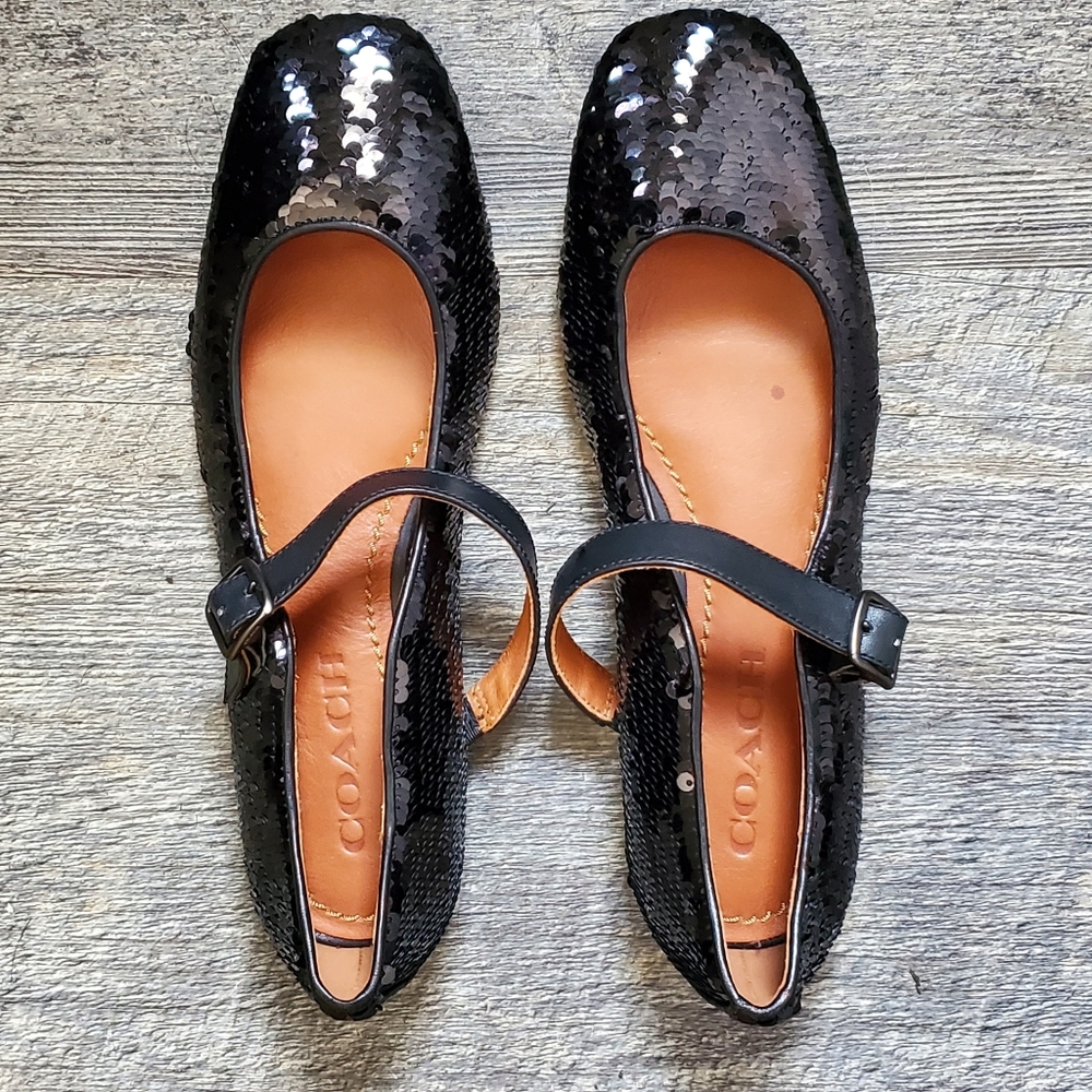 Black Coach Mary Jane With Sequins